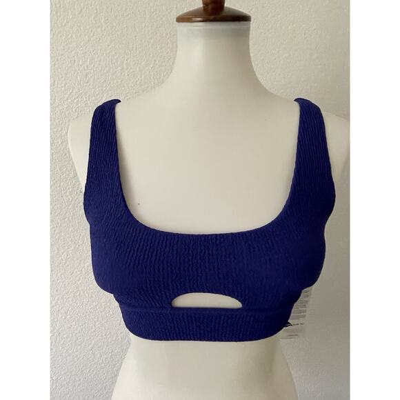 Calia Swim Bikini Top Keyhole Cut Out Textured Swimwear Indigo - Picture 1 of 9